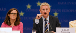 Den svenske europaminister (tv) og udenrigsminister. Foto: Rådet